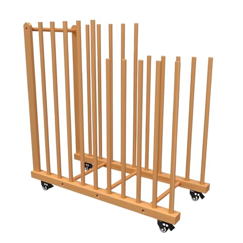 Art Storage Rack on Wheels, Wood Drying Stand for Canvas & Art | Art Supply Organizer, Studio Storage Cart, Craft Drying Rack, Space Saving, Rolling Stand, Gallery Display, Portable Art Rack