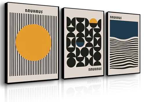 3Pcs Bauhaus Style Wall Art Bohemian Abstract Wall Decor Minimalist Canvas Mid Century Moderngeometry Poster Prints Painting Picture Suitable for Living Room Bedroom （12x16 unframed） - color: Abstract Posters, size: 12L" x 16W"