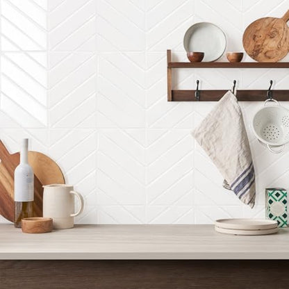 STICKGOO Herringbone Peel and Stick Backsplash, Pure White, 10 Sheets | 12.6 x 9.7 in, Thicker Rectangular Vinyl Stick-On Wall Tiles, Easy Alignment, Waterproof, Easy to Clean, Kitchen/Bathroom - color: Pure White, size: Pack of 10