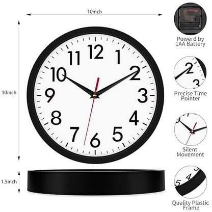 4 Pcs Multi Time Zone Wall Clock Silent Non Ticking Quartz Battery Operated | 10 Inch Black Modern Wall Clock Quiet for Classroom Clocks for Living Room Garage Office Home Bedroom Kitchen Bathroom - size: 10 Inch