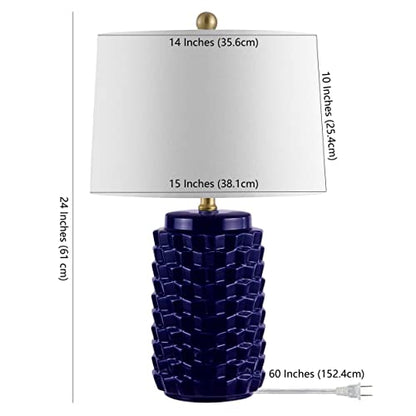 SAFAVIEH Lighting Collection Weldon Modern Contemporary Navy Ceramic 23-inch Bedroom Living Room Home Office Desk Nightstand Table Lamp (LED Bulb Included) - color: Navy