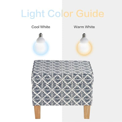HomePop 22" Modern Rectangular Storage Ottoman - Blue Geometric Pattern - color: Blue Geometric Pattern