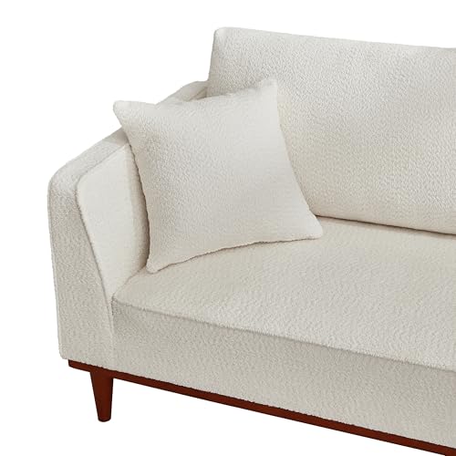 Upholstered Chaise Lounge Chair Indoor with Ottoman & Armrest & Lumbar Pillow, Boucle Fluffy Reading Chair, Modern Leisure Recliner Sofa for Office Living Room Bedroom (White, Left Facing) - color: White