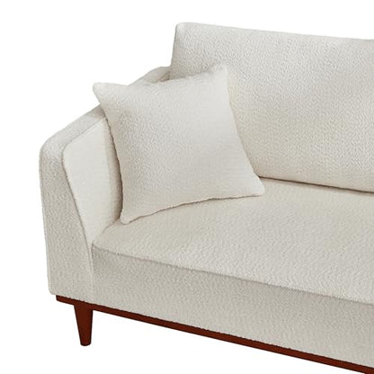 Upholstered Chaise Lounge Chair Indoor with Ottoman & Armrest & Lumbar Pillow, Boucle Fluffy Reading Chair, Modern Leisure Recliner Sofa for Office Living Room Bedroom (White, Left Facing) - color: White