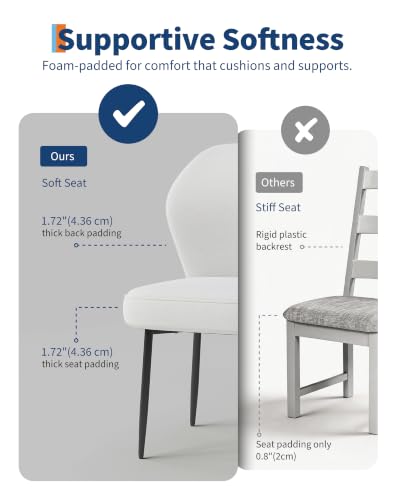 Garvee Linen Dining Chairs Set of 4, Modern Fabric Upholstered Kitchen Side Chairs with Metal Pegs, White - color: White, size: Set of 4