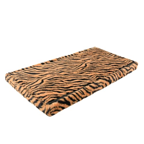 Luxe Faux Fur Storage Ottoman, Tiger Tan/White, 30 x 15 x 15 in | Engineered Wood, Tool-Free Assembly, Modern Style, Seat And Footrest - color: Tiger Tan/White, size: 30"D x 15"W x 15"H