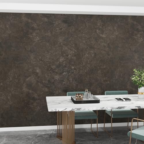 3yecao 31"×1181" Big Roll Large Size Wide Thick Dark Brown Tan Grey Concrete Wallpaper Peel and Stick Waterproof Taupe Charcoal Gray Concrete Cement Contact Paper Vinyl Tile Sticker for Bedroom Walls - color: Dark Brown Grey, size: 31" x 1181"