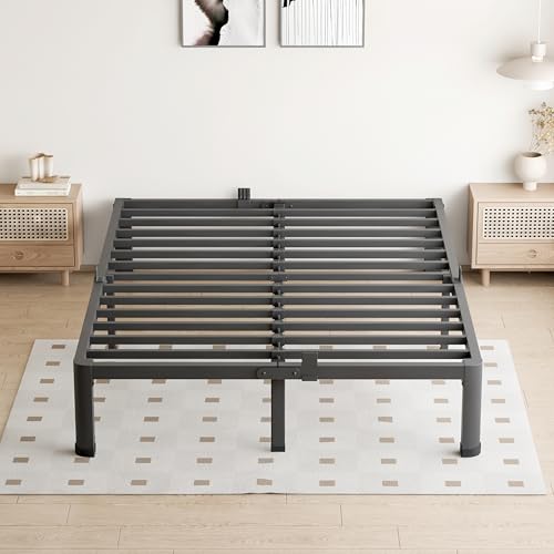 VIPSHOW 10 Inch Full Bed Frame with Round Corners No Box Spring Needed | 3500lbs Heavy Duty, Under bed storage, 4 mattress stoppers, Headboard holes, Noise-free, Easy assembly & rubber covers - size: Full, style: 10 Inch