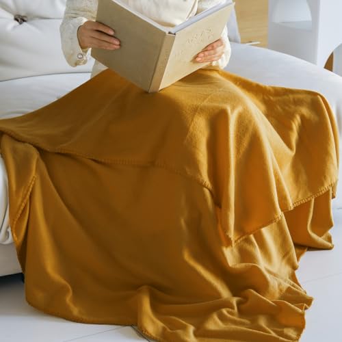 CAI TENG Fleece Throw Blanket Bulk 6 Pack Kid Blankets Soft Lightweight Cozy Polar Fleece 50 x 60 Throws Solid Pet-Friendly Bed Sofa Couch Fleece Fabric Travel Wedding Outdoor Mustard Yellow - color: Mustard Yellow
