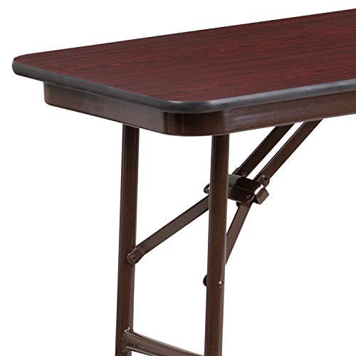 EMMA + OLIVER 5-Foot Mahogany Melamine Laminate Folding Training/Seminar Table - Event Table