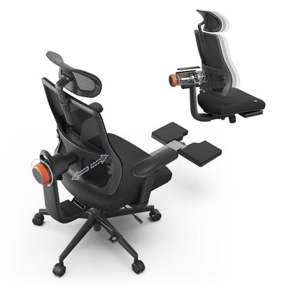 Ergonomic Office Chair-Home Office Desk Chair with Footrest, Auto-Following Backrest & Headrest, 4D Armrests, 96°-136° Recline (Black, 2D Headrest) - color: Black, size: 2D Headrest