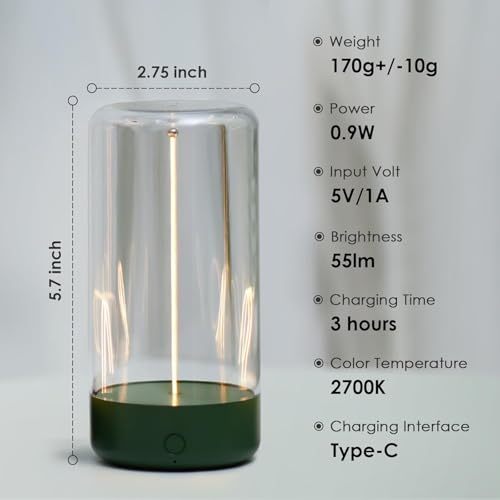 Mini Minimalist Table Lamp, Rechargeable Night Stand Lamp, Dark Green - color: Dark Green