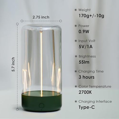 Mini Minimalist Table Lamp, Rechargeable Night Stand Lamp, Dark Green - color: Dark Green