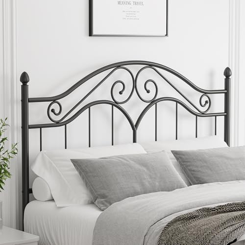 Headboard for Full Size Bed Frame Vintage Platform Bed Metal Headboard Only | Height Adjustable,Sturdy and Stable,Easy Assembly,Black - color: Black, size: Full