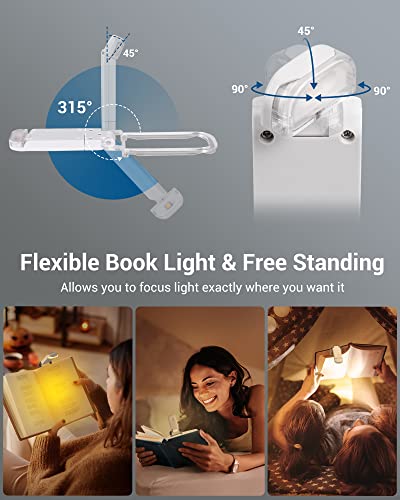 DEWENWILS USB Rechargeable Book Reading Light, 3000K Warm White, Brightness Adjustable Clip on LED Bookmark Lamp at Night in Bed, Portable Booklight for Bookworms, Kids - color: White