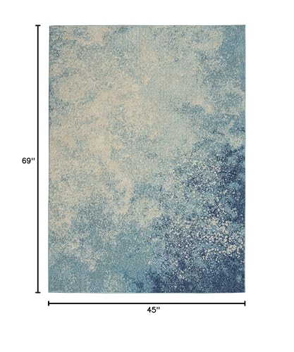 Nourison Home Passion Navy/Light Blue 3'9'' x 5'9'' Area-Rug, Modern, Abstract, Easy-Cleaning, Non Shedding, Bed Room, Living Room, Dining Room, Kitchen, (4' x 6') - color: Navy Light Blue, size: 3'9" x 5'9" (Rectangular)