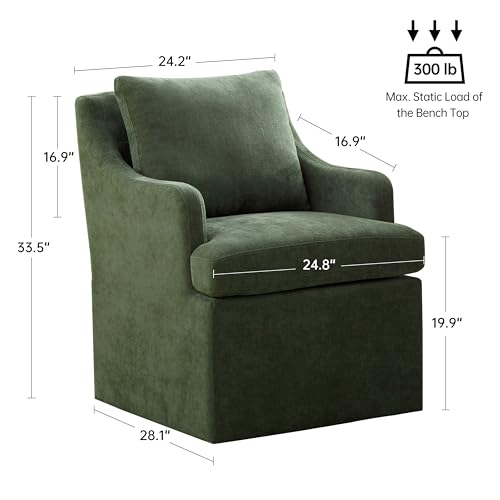 VKNOW Upholstered Dining Chairs Set of 6, Dining Room Chairs with Casters | Modern Rolling Dining Chairs with Armrest, Soft Chenille Fabric, Washable Cover, Easy Assembly, Living Room, Bedroom, Green - color: Green, size: 6