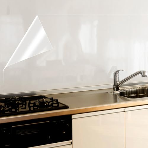 Clear Contact Paper Oil Proof Waterproof Wallpaper for Kitchen Backsplash | Self Adhesive Vinyl Film High Temperature Resistant Transparent Removable Paper for Cupboard Door Wall Kitchen 23.6In*196In - size: 23.6"W x 196"L