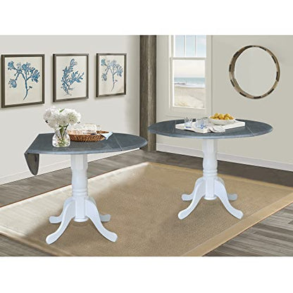 International Concepts Inch Dual 42 Drop Leaf Dining Table, White/Heather Gray - color: White/Heather Gray