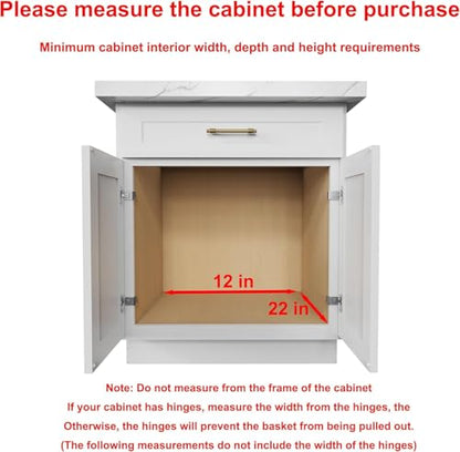 Sikarou Pull Out Cabinet Organizer 11"W x 21"D Wood and Wire Storage Shelf - size: 1-TIE 11*21 WM