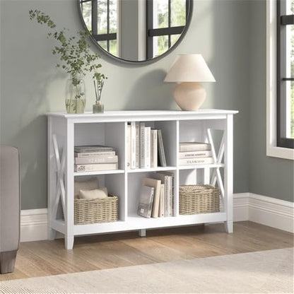 Bush Home 6 Cube Bookcase, Modern Farmhouse Organizer with Open Shelving and Cubbies, Storage for Living Room or Home Office, Key West Collection, Pure White Oak