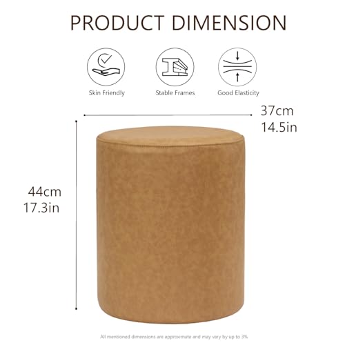 Modern Round Ottoman with Soft Padded Seat, Multifunctional Vanity Stool for Makeup, Upholstered Footrest Stool Ottoman Foot Stool for Living Room, Bedroom - color: Brown