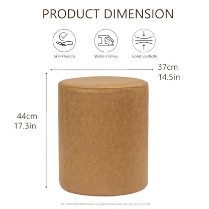 Modern Round Ottoman with Soft Padded Seat, Multifunctional Vanity Stool for Makeup, Upholstered Footrest Stool Ottoman Foot Stool for Living Room, Bedroom - color: Brown