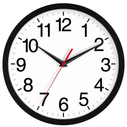 Wall Clock Analog 14 Inch Black Battery Operated Silent Clock | Easy To Read, Non Ticking, Round, Accurate, Kitchen, Living Room, Classroom, Office, School - color: A_black, size: 14 Inch