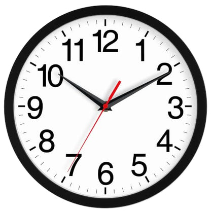 Wall Clock Analog 14 Inch Black Battery Operated Silent Clock | Easy To Read, Non Ticking, Round, Accurate, Kitchen, Living Room, Classroom, Office, School - color: A_black, size: 14 Inch