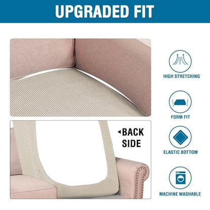 H.VERSAILTEX Super Stretch Individual Chaise Cover Sectional Couch Covers for L Shaped Sofa Both Left/Right Featuring Thick Jacquard Textured Twill Fabric (1 Piece Chaise Cover Large, Island Fossi) - color: Island Fossi, size: Chaise Cover Large