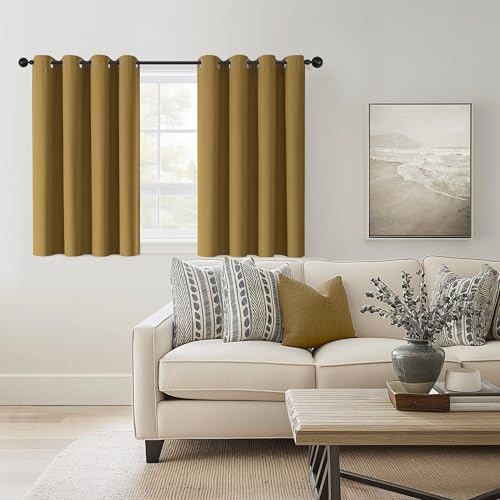 ChrisDowa Golden Brown Blackout Curtains 45 Inches Long 2 Panels for Bedroom - color: Gold Brown, size: 52"W x 45"L (Pack of 2)