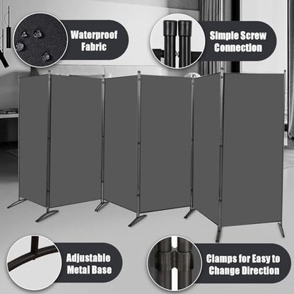Room Divider-Folding Privacy Screens, 6 ft Partition Room Dividers Wall for Separation, Home, Office, Classroom, Studio (Grey, 6 Panel) - color: Grey, size: 6 Panel