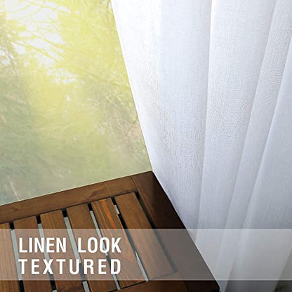 KOUFALL White Sheer Curtains 84 Inches Long 2 Panels,Gauze Cheese Cloth Linen Look Rod Pocket Flowy See Through Curtains for Living Room Bedroom - color: White, size: 52"W x 84"L (Pack of 2)