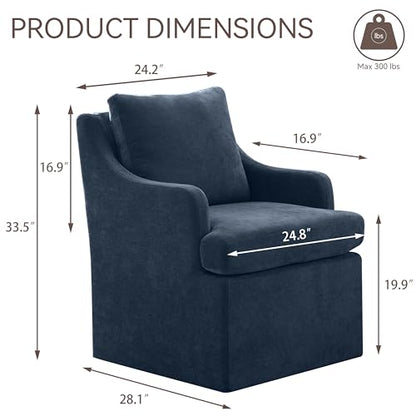 VKNOW Upholstered Dining Chairs Set of 2, Dining Room Chairs with Casters | Modern Rolling Dining Chairs with Armrest, Soft Chenille Fabric, Washable Cover, Easy Assembly, Living Room, Bedroom, Blue - color: Blue, size: 2