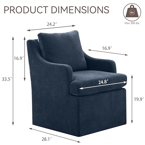 VKNOW Upholstered Dining Chairs Set of 2, Dining Room Chairs with Casters | Modern Rolling Dining Chairs with Armrest, Soft Chenille Fabric, Washable Cover, Easy Assembly, Living Room, Bedroom, Blue - color: Blue, size: 2