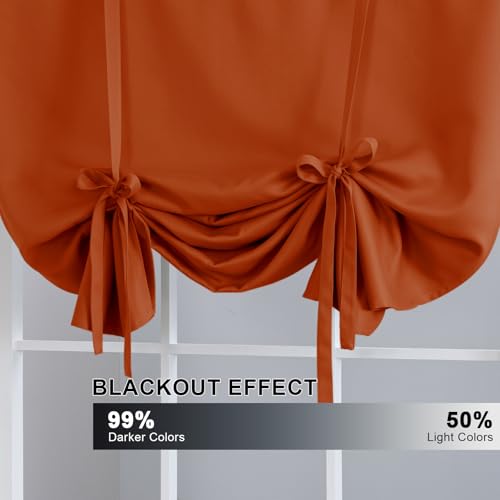 H.VERSAILTEX Blackout Room Darkening Curtain Tie Up Shade Blackout Curtain for Bedroom Window (Rod Pocket Panel, 42 inches W x 63 inches L, Orange) - color: Orange