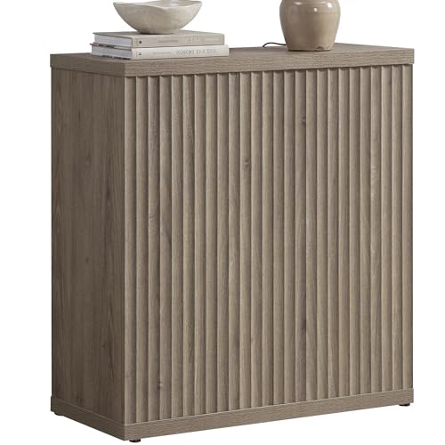 SICOTAS Buffet Cabinet with Storage Sideboard Cabinet with Doors & Shelves | Accent Sideboard Modern Credenza Fluted Storage Cabinet Mid Century Media Console for Living Room Kitchen Dining Hallway - color: Grey Alder, size: 1 Piece