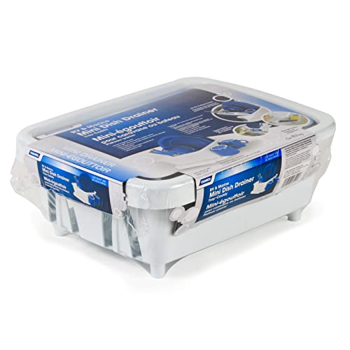 Camco RV Mini Dish Drainer & Tray - Features a Sloped Drain Tray Design, Heavy-Duty Construction - Ideal for Small Spaces, Apartments, Boats, and More -9.5"L x 11.7"W x 4.75"H - White (43511)