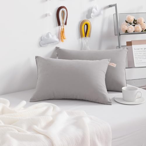 NTBAY Toddler Pillows, Set of 2, 13"x18", Light Grey | Soft Microfiber Toddler Pillows with Down-Alternative Fill, 2 Pack 13 x 18 Inch Pillows for Beds, Daycare, and Travel - color: Light Grey, size: 13"x18"