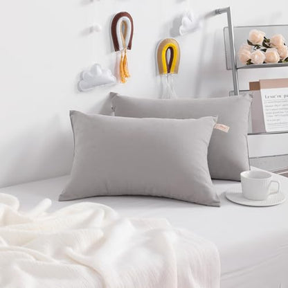 NTBAY Toddler Pillows, Set of 2, 13"x18", Light Grey | Soft Microfiber Toddler Pillows with Down-Alternative Fill, 2 Pack 13 x 18 Inch Pillows for Beds, Daycare, and Travel - color: Light Grey, size: 13"x18"