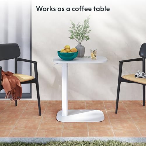 FLEXISPOT 24''Adjustable C Table Gas Spring Mobile Side End Table | Adjustable C table with Wheels, Bedside table for sofa and couch. Laptop Rolling Cart TV Tray, 23.6" W x 13.8" D,White - color: White, size: 24x14