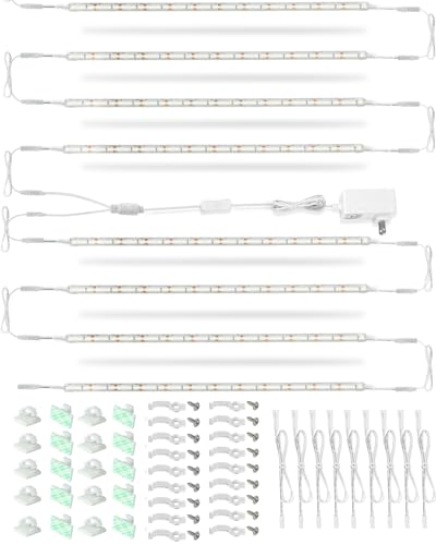 Under Cabinet Lighting, (8) Linkable 12-Inch Flexible LED Light Strips Kit, 20W 2000lm Daylight White, Durable LED Lights for Bookcases, Cabinets, Pantries, Showcase, Closet (Warm White) - color: Warm White
