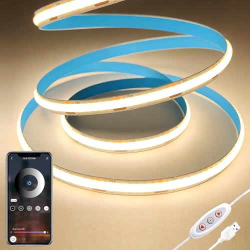 USB COB LED Strip Lights for TV，5V USB Powered LED Tape Lights | Dimmable Warm White 3.3FT 320Leds/M 3000K COB Flexible Light Strip TV Led Backlight for Bedroom Under Cabinet Kitchen - color: Warm White, size: 3.3ft