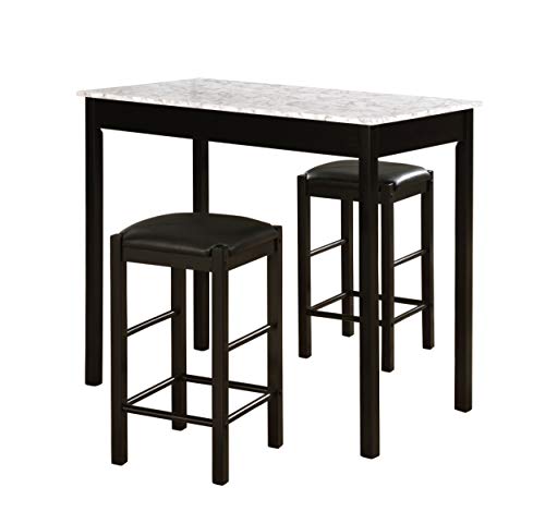 Space Saving Design, Black Finish, Faux Leather Seats, 36 Inch Counter Height Table - color: Black
