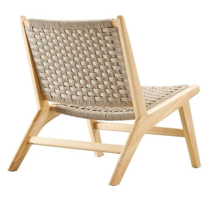 Modway Saoirse Woven Rope Wood Accent Lounge Chair in Natural Natural - color: Natural Natural