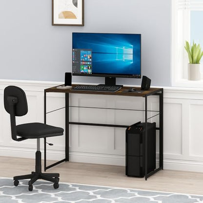 Furinno Riau No Tool/No Assembly/Folding Metal Frame Computer Desk, Rustic Oak/Black, 39 Inch - color: Rustic Oak/Black, size: 39 inches