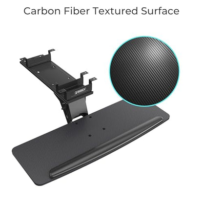 EUREKA ERGONOMIC Height Adjustable Mouse & Keyboard Tray Under Desk, 28x10'' Large Slide Out Swivel Tilt Computer Keyboard Drawer with Pad for Gaming Home Office, Dual Mount - color: Black & Green, size: 28 Inches
