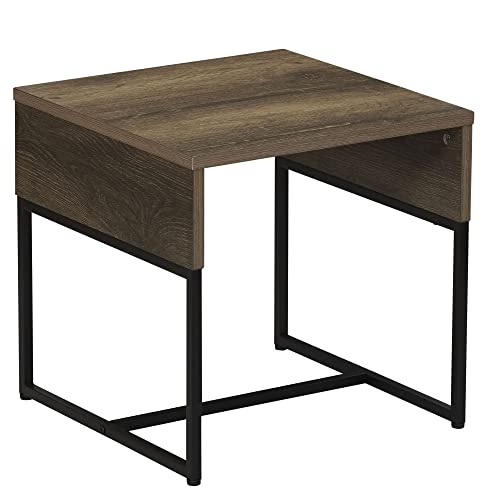 Household Essentials Ashwood Wrap End Table with Black Iron Base - color: Ashwood, style: End Table