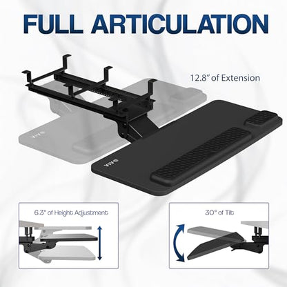 VIVO Premium Adjustable 27 x 11 inch Computer Keyboard and Mouse Platform Tray, Ergonomic Under Table Desk Mount Drawer with Padding, Black, MOUNT-KB27P-B - color: Black, size: 27 inch