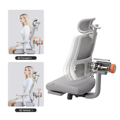 Ergonomic Office Chair-Home Office Desk Chair with Footrest, Auto-Following Backrest & Headrest, 4D Armrests, 96°-136° Recline - color: Grey, size: Without Laptop Table + Auto-Following Headrest